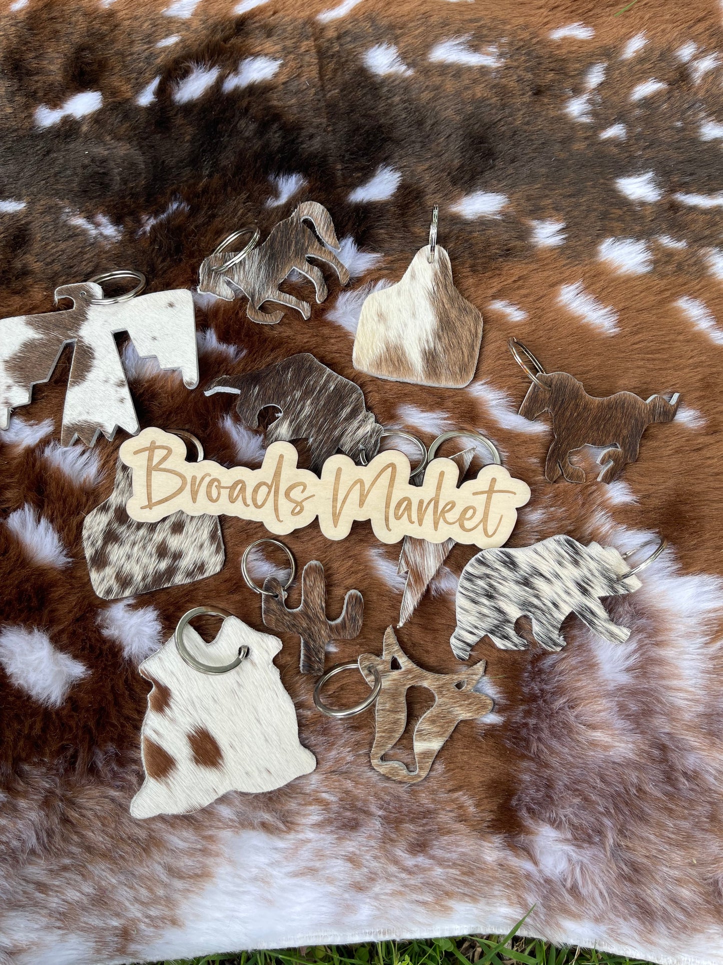 Random Assortment Cowhide Keychains Quantity 5