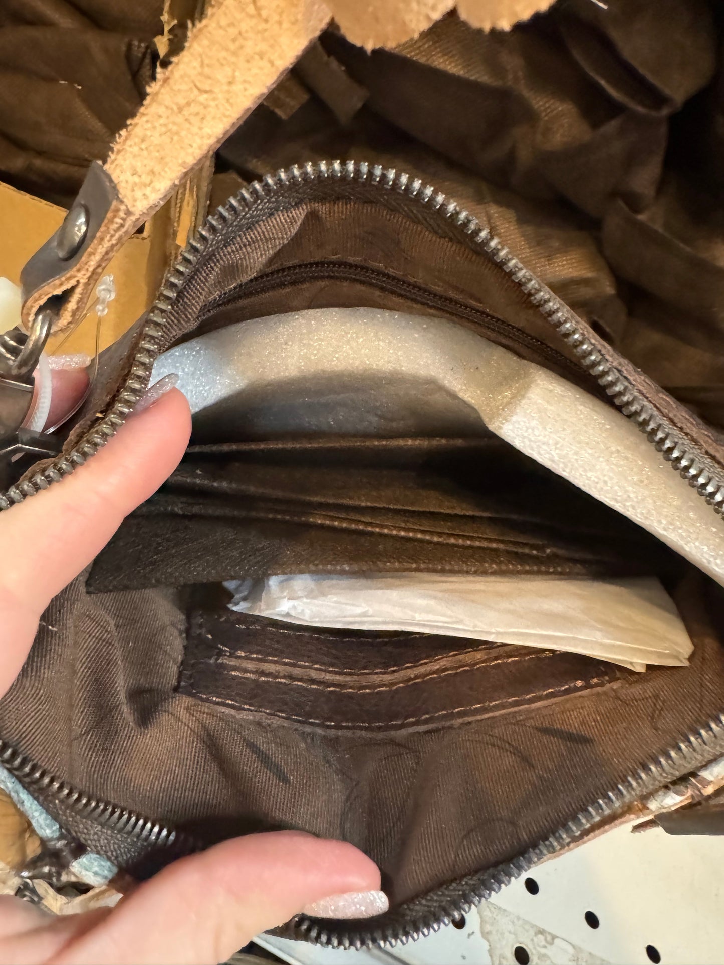 Tooled Floral Fringe Crossbody Purse