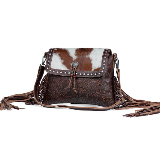 Myra Bag - Carved Blossoms Leather & Hairon Bag
