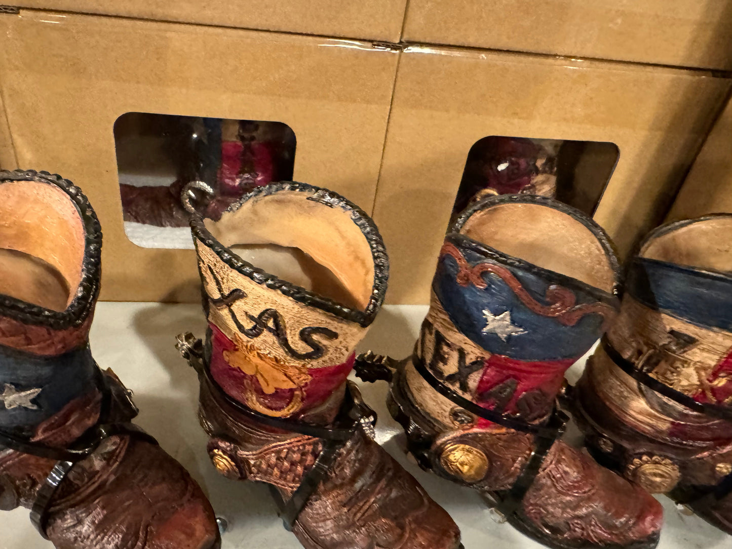 Set of Four Texas Western Boot Toothpick Vases