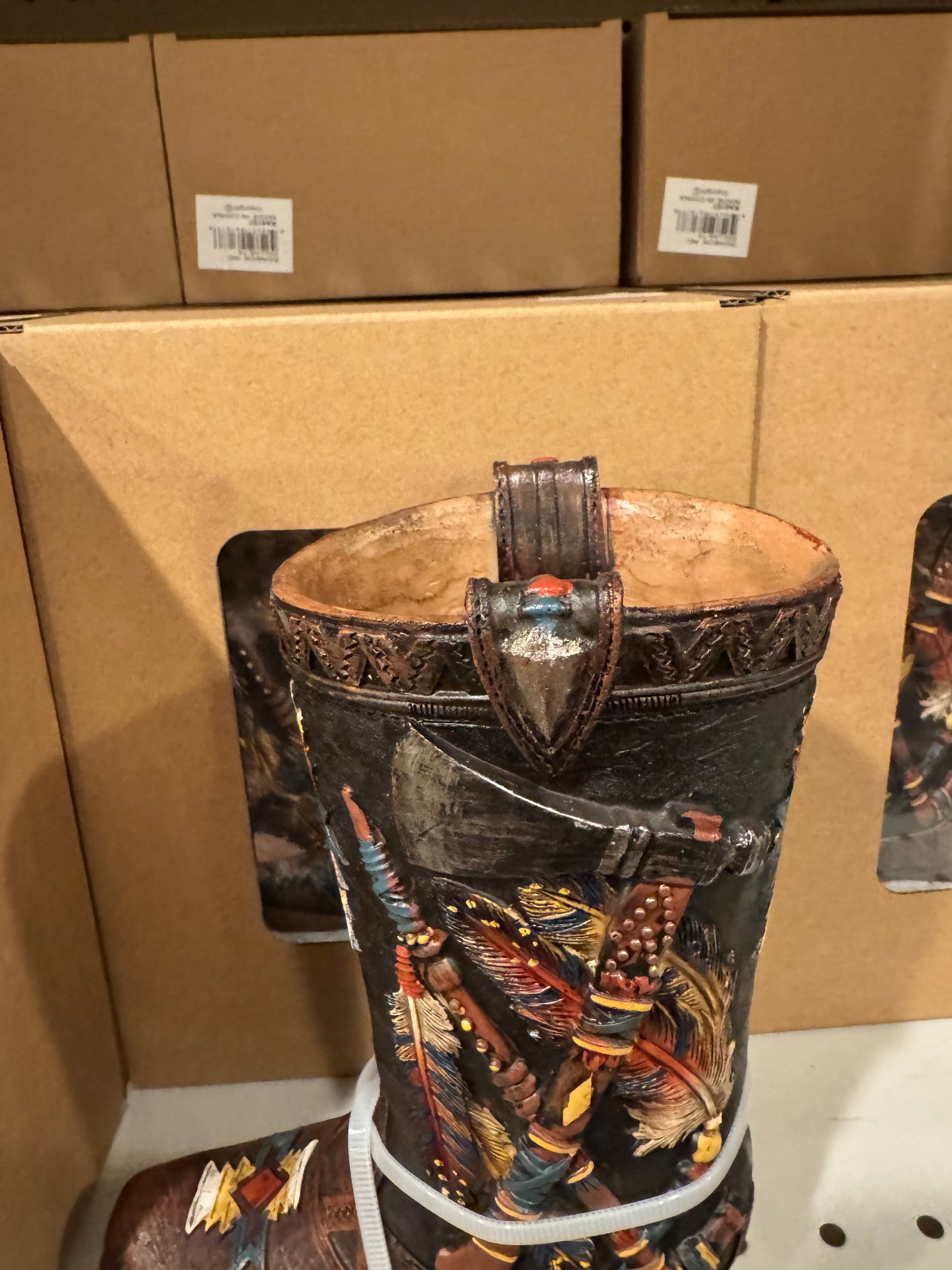 RA6187 Native Tomahawk Boot Vase