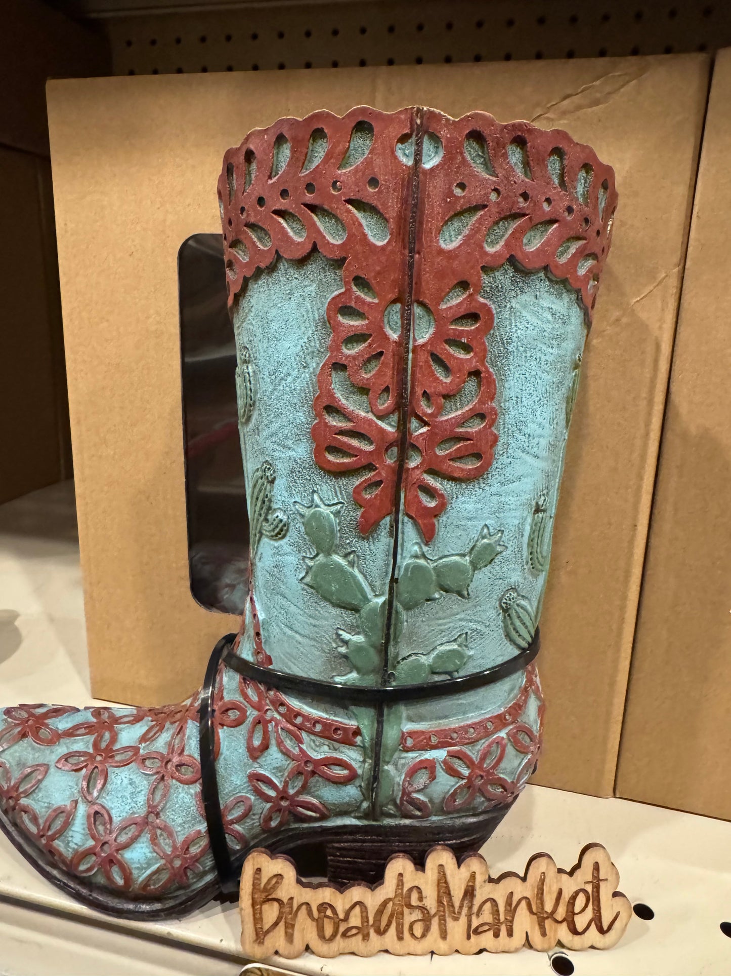 RA4145 Cactus Tooled Boot Vase