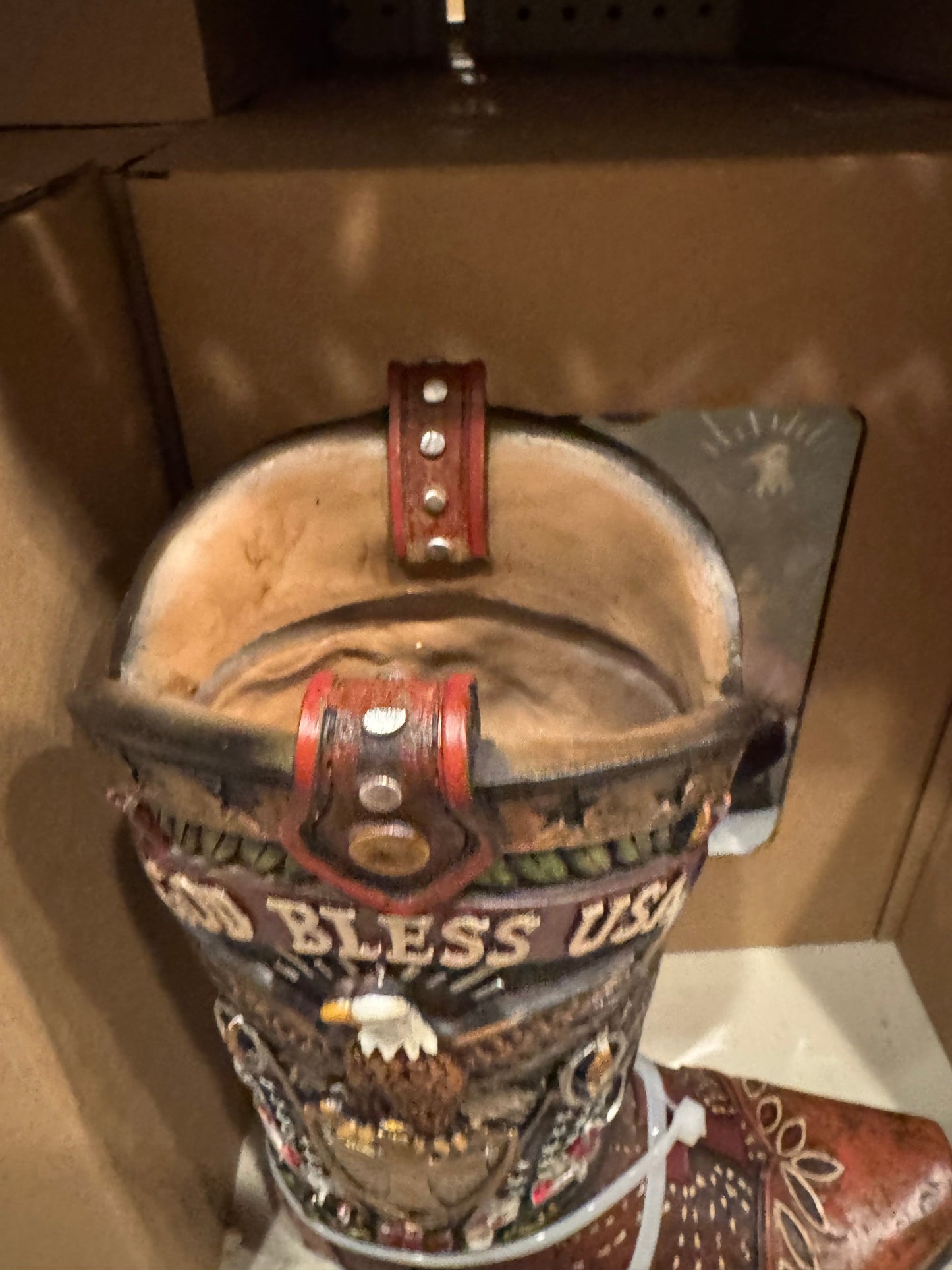 RA7359 God Bless USA Eagle Boot Vase