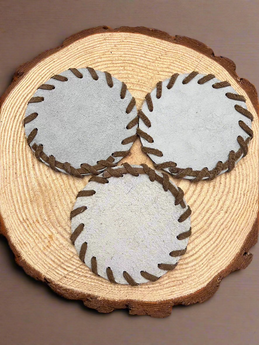 Horse Shoe Cowhide Coaster with Laced Border