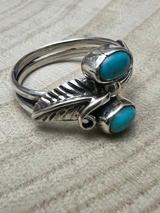 Harry Yazzie Navajo Handmade Kingman Turquoise Ring - Size 7