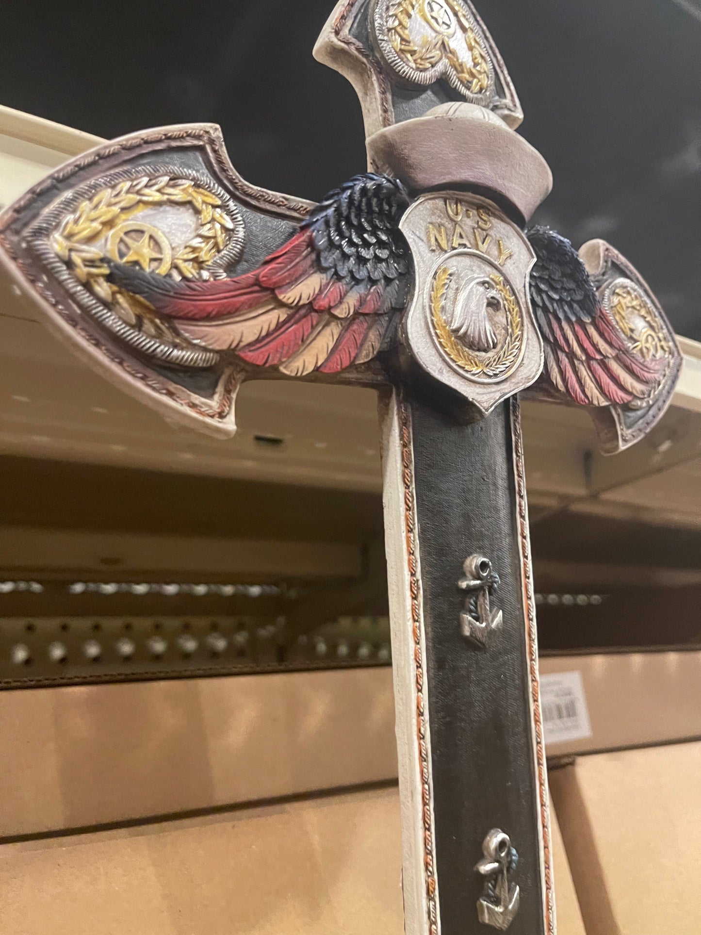 Navy Winged Wall Cross