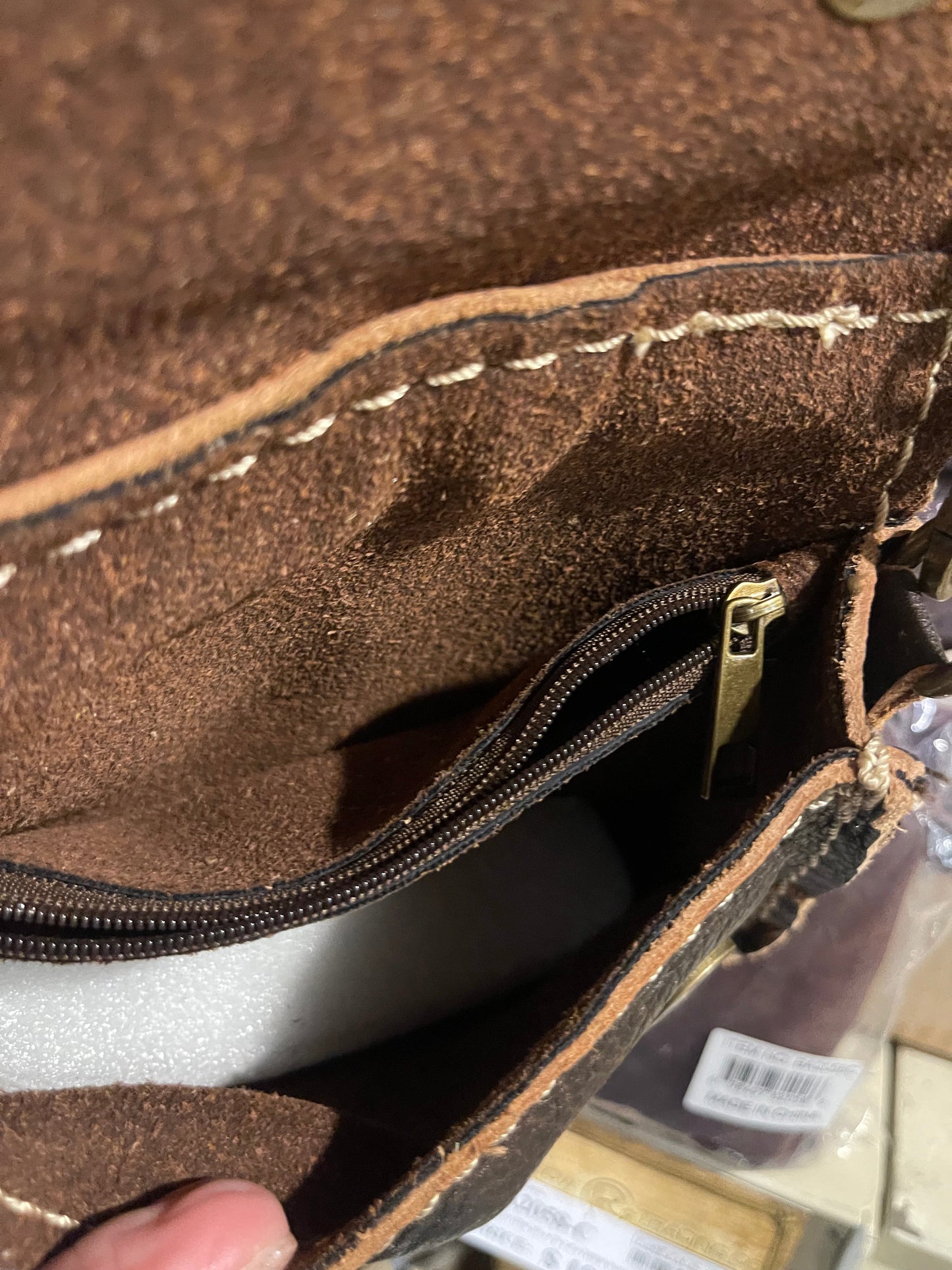 Cowhide Turquoise Stone Mini Crossbody Purse