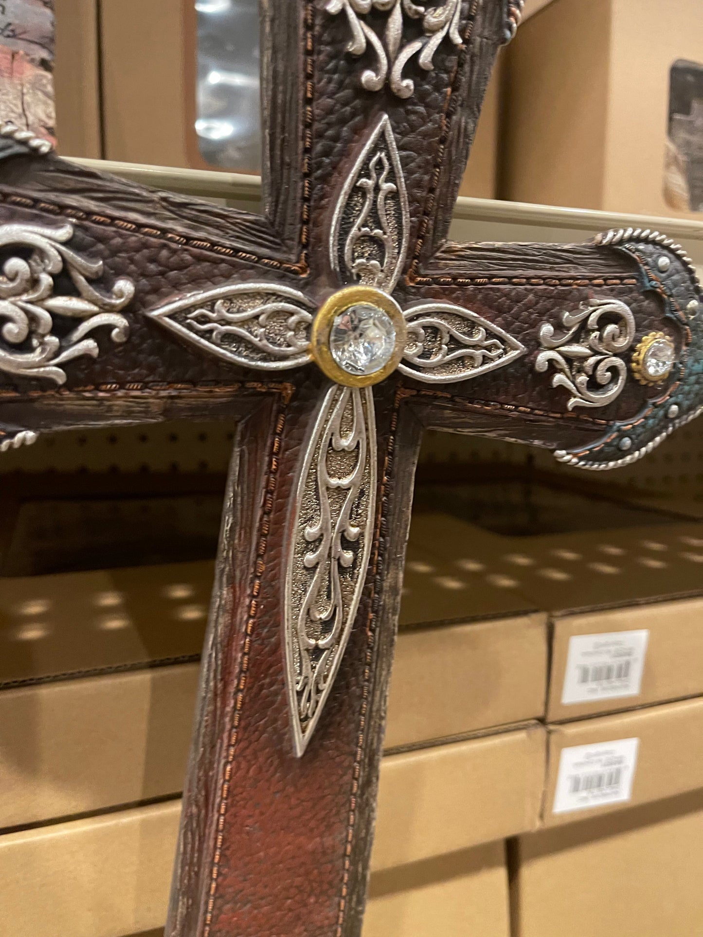 Western Turqouise Silver Studded Cross