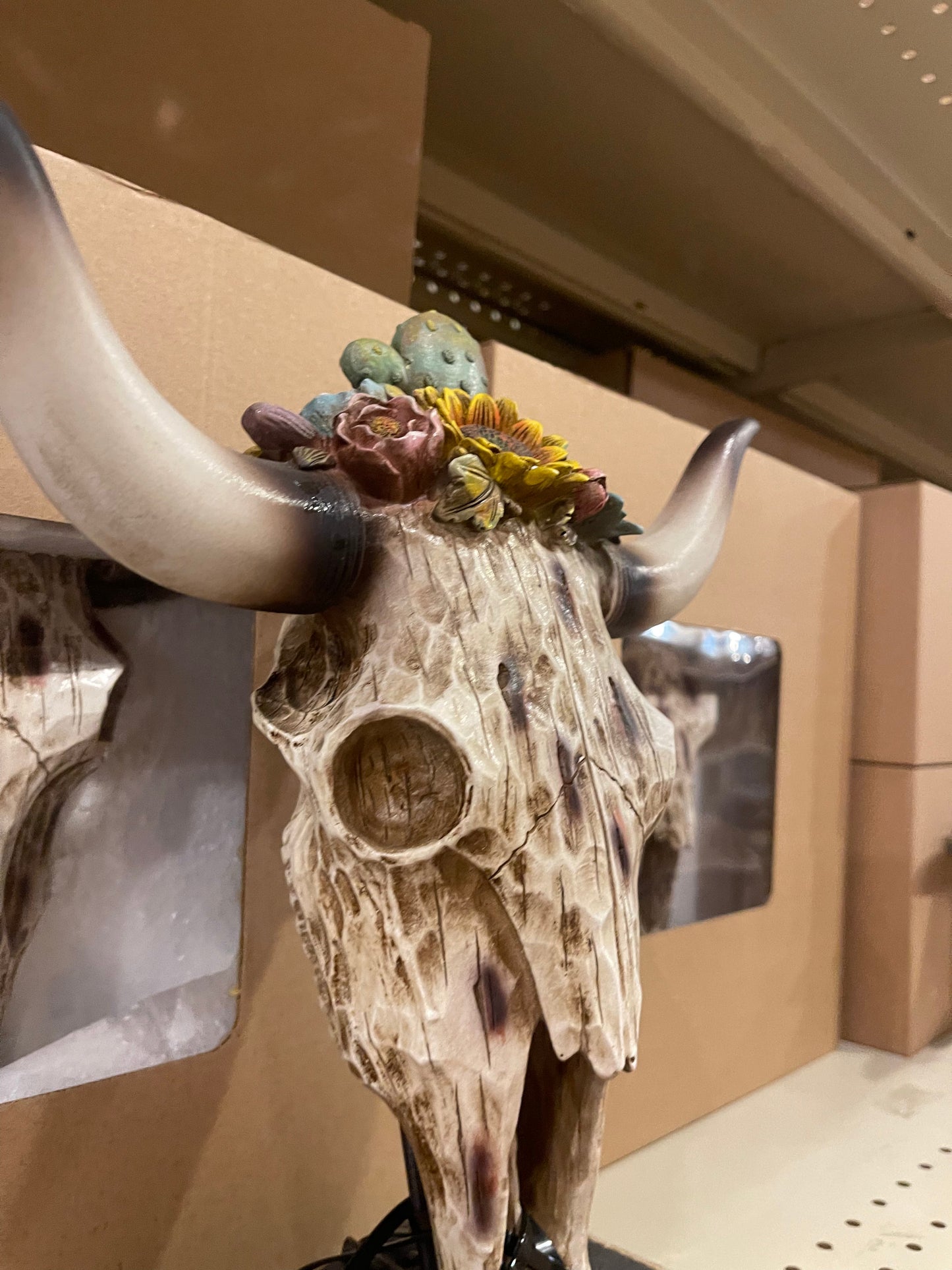 Cowskull Sunflower Cactus Statue