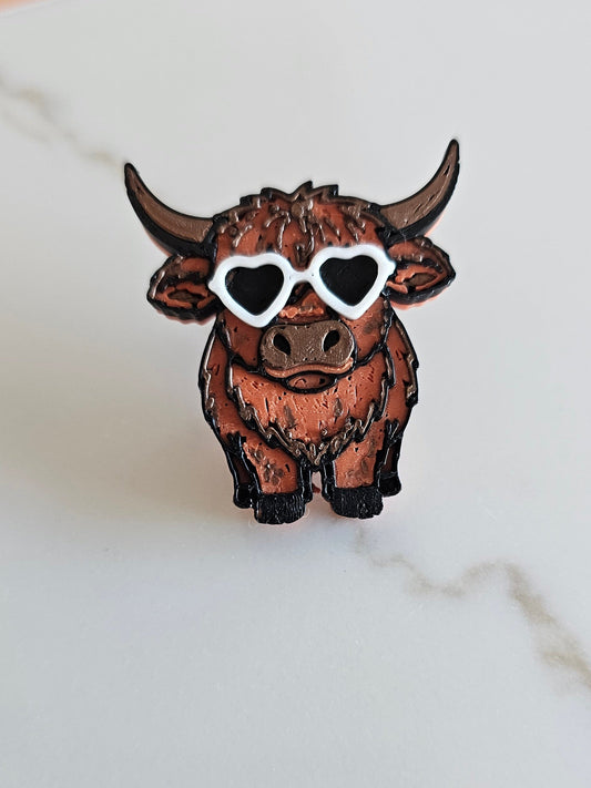 3d Cool Highland Brown Cow Hat Pin Made in America