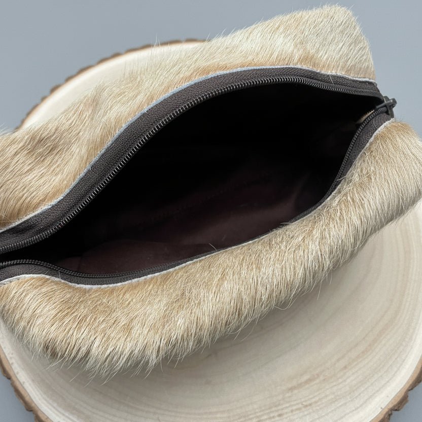 Toiletry Bag - Beige Hair on Hide