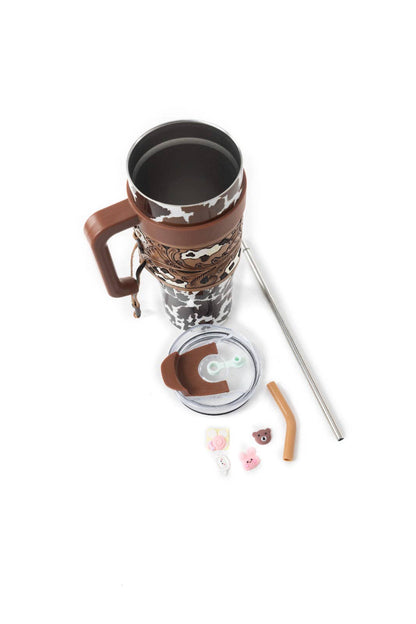 Myra Bag - Wide Wyoming Tumbler In Brown and White