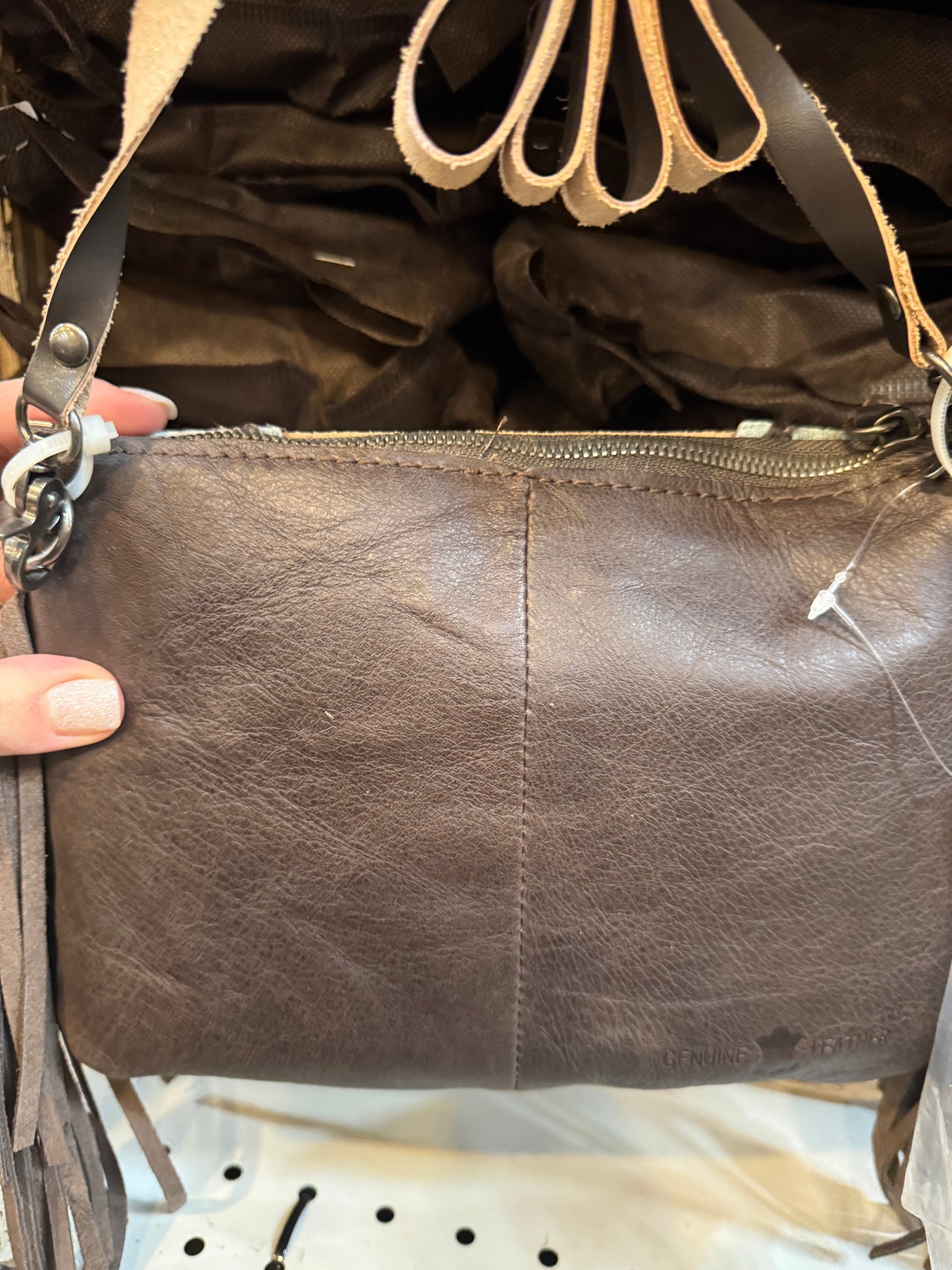 Tooled Floral Fringe Crossbody Purse