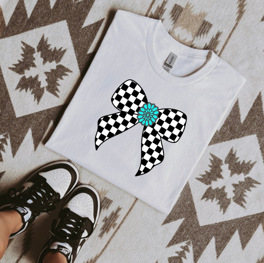 Checkered Bow Graphic Tee