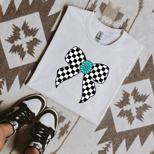 Checkered Bow Graphic Tee