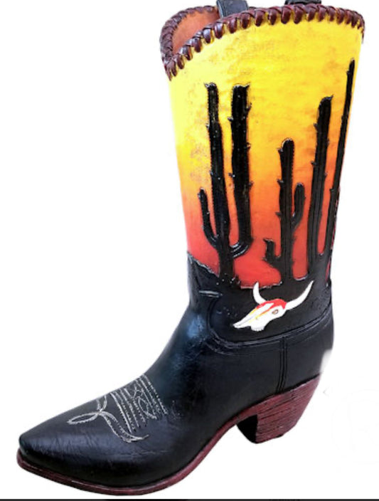 RA7149 Sunset Cactus Boot Vase