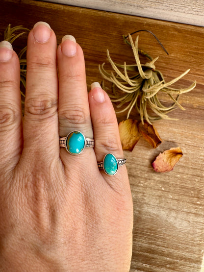 Kingman Turquoise Ring – Sterling Silver – Wedding Band Style - pick your size