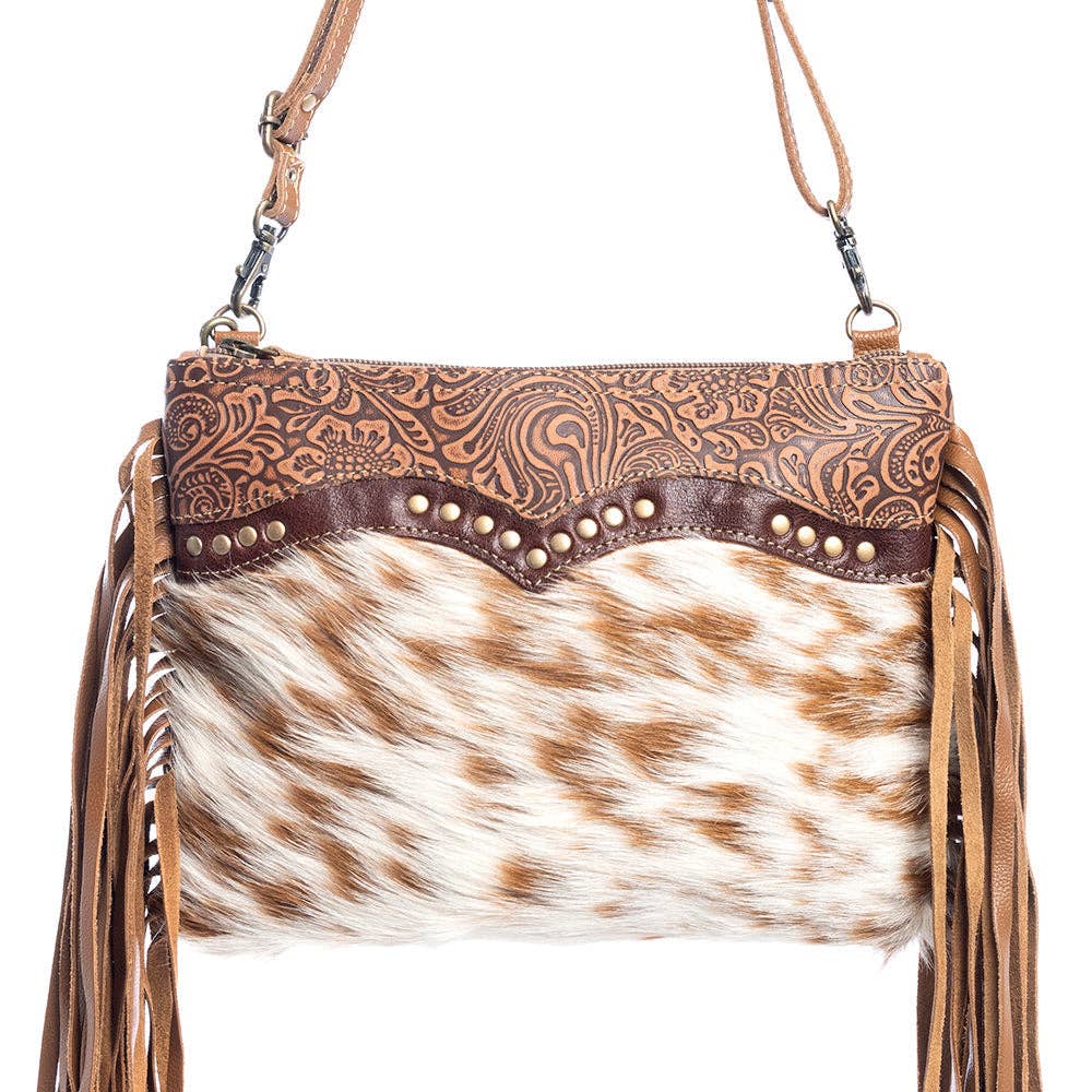 Myra Bag - Mescalaro Hill Leather & Hairon Bag in Warm Caramel