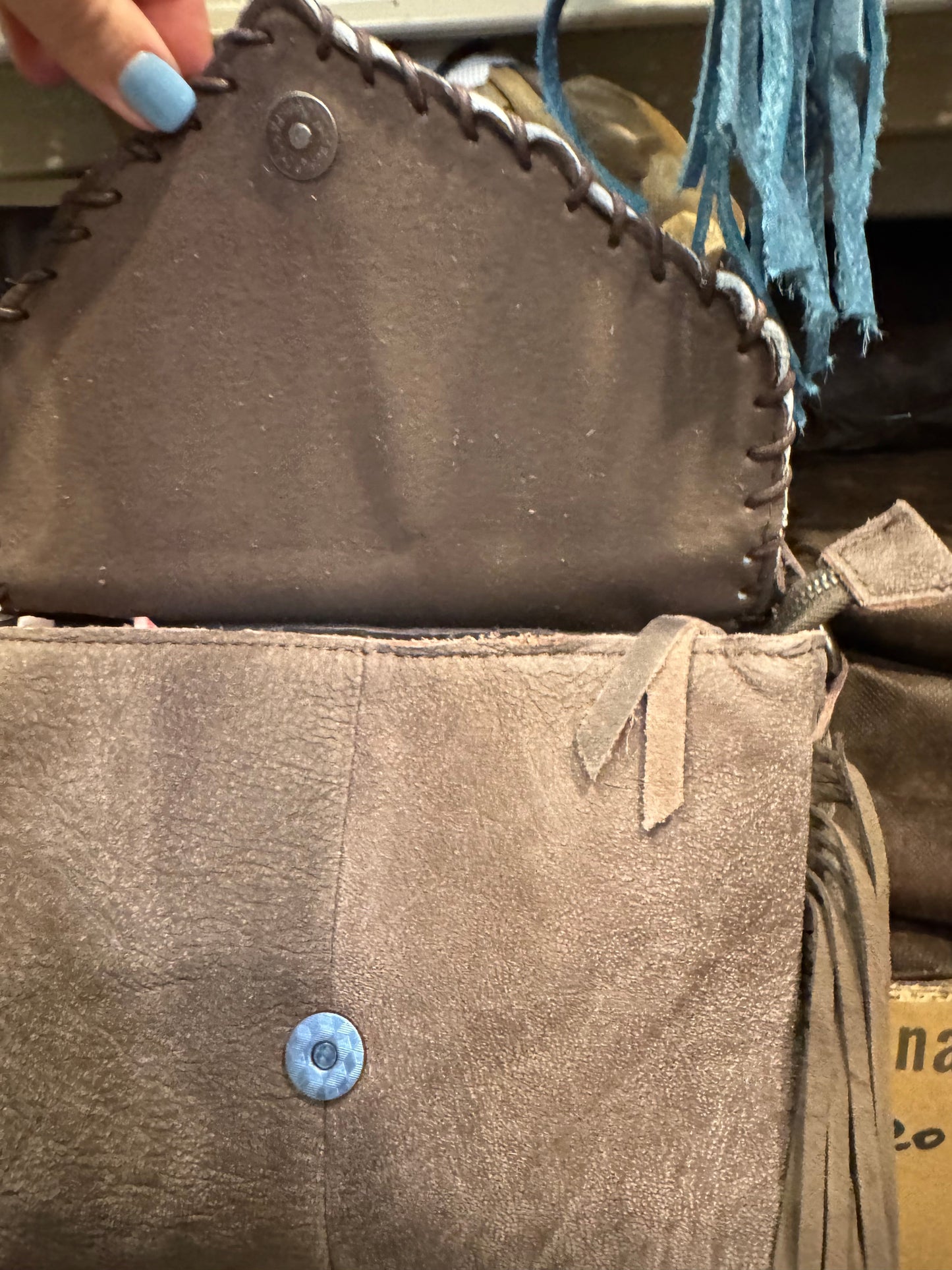 BA2068 Floral Stitched Fringe Envelope Purse