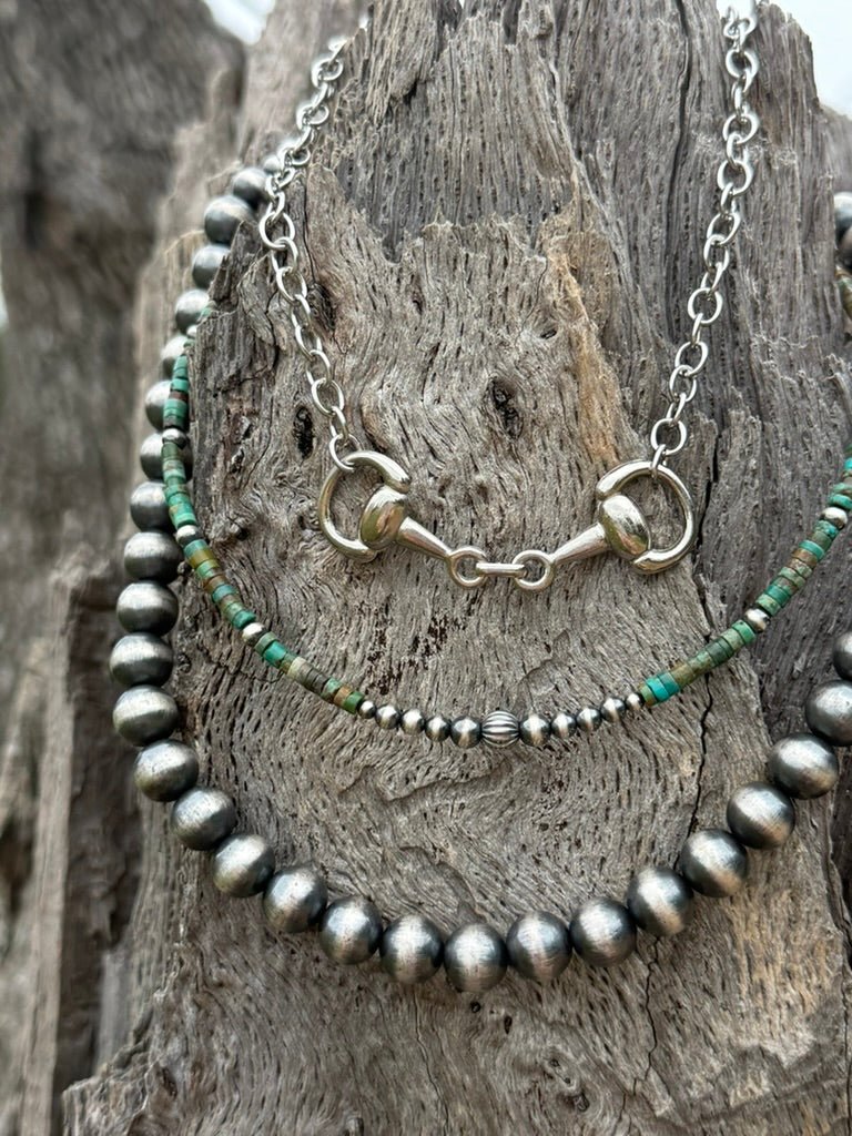 3-pc Necklace Stack: Snaffle Bit & Turquoise Heishi Bundle