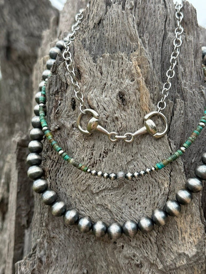 3-pc Necklace Stack: Snaffle Bit & Turquoise Heishi Bundle