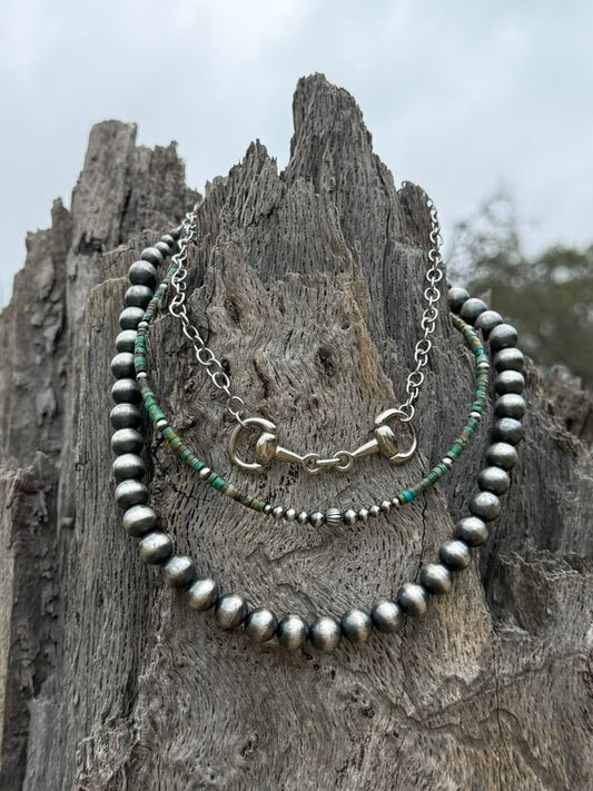 3-pc Necklace Stack: Snaffle Bit & Turquoise Heishi Bundle