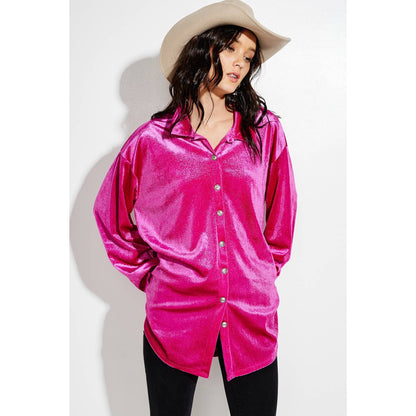 Phil Love - Velvet Button up Bishop sleeve Shirt Jacket coat