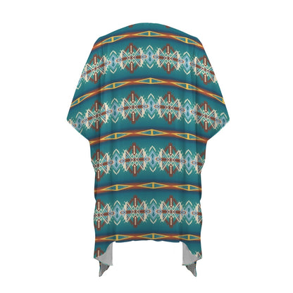 Teal Aztec Duster Kimono Coverup