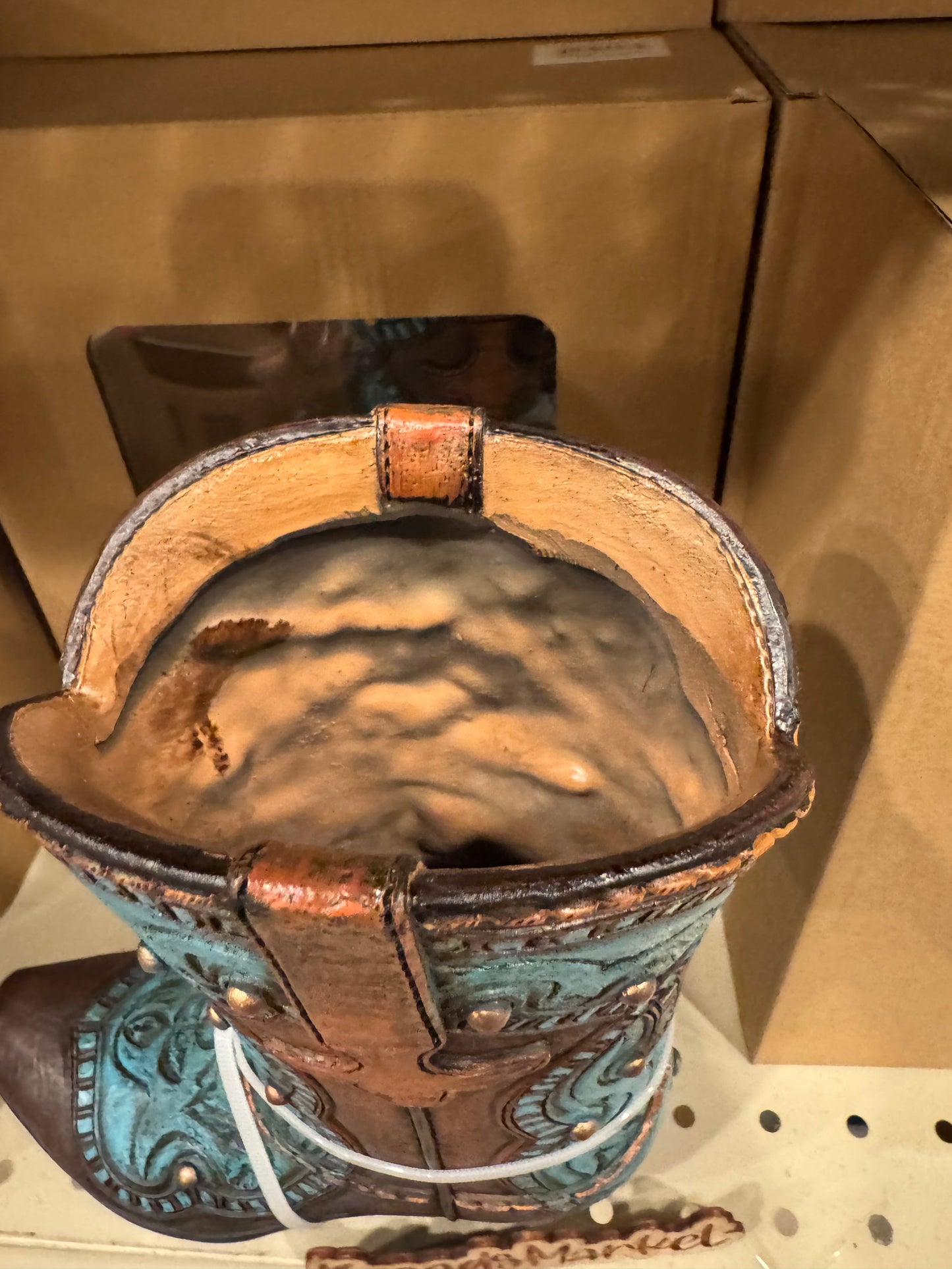 RA6288 Turquoise & Brown Boot Vase