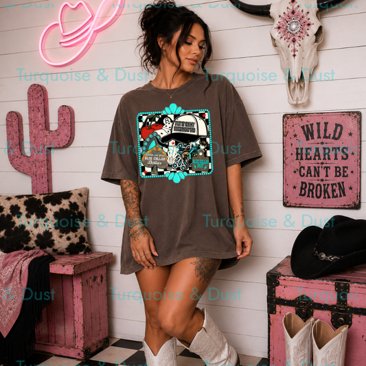 Blue Collar Wife Collage Tee