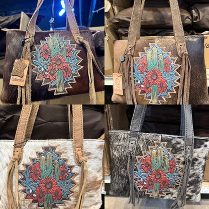 BA2842 Cactus Tooled Leather Cowhide Purse