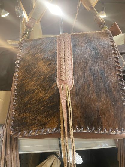 Braided Cowhide Crossbody Purse