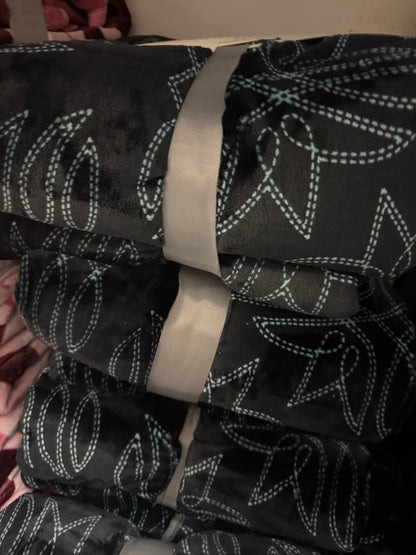 Teal Butterfly Bootstitch Super Plush Blanket