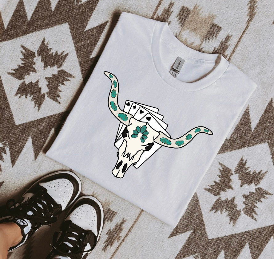 Turquoise Skull Graphic Tee