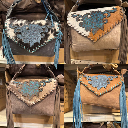 BA2068 Floral Stitched Fringe Envelope Purse