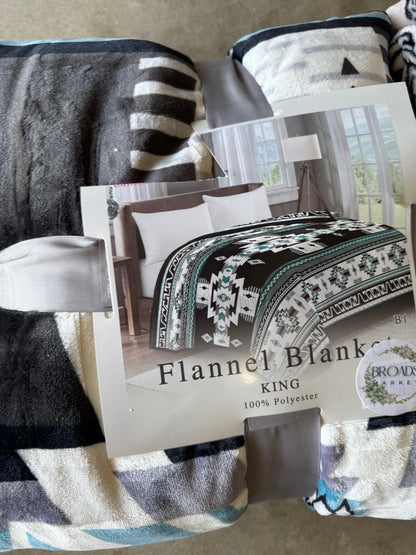 Josh Black & Blue Aztec Super Plush Blanket