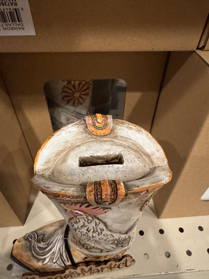 RA7364 White Rooster Piggy Bank