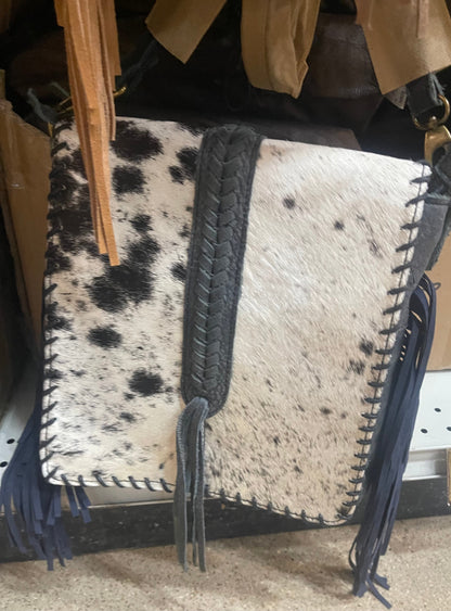Braided Cowhide Crossbody Purse