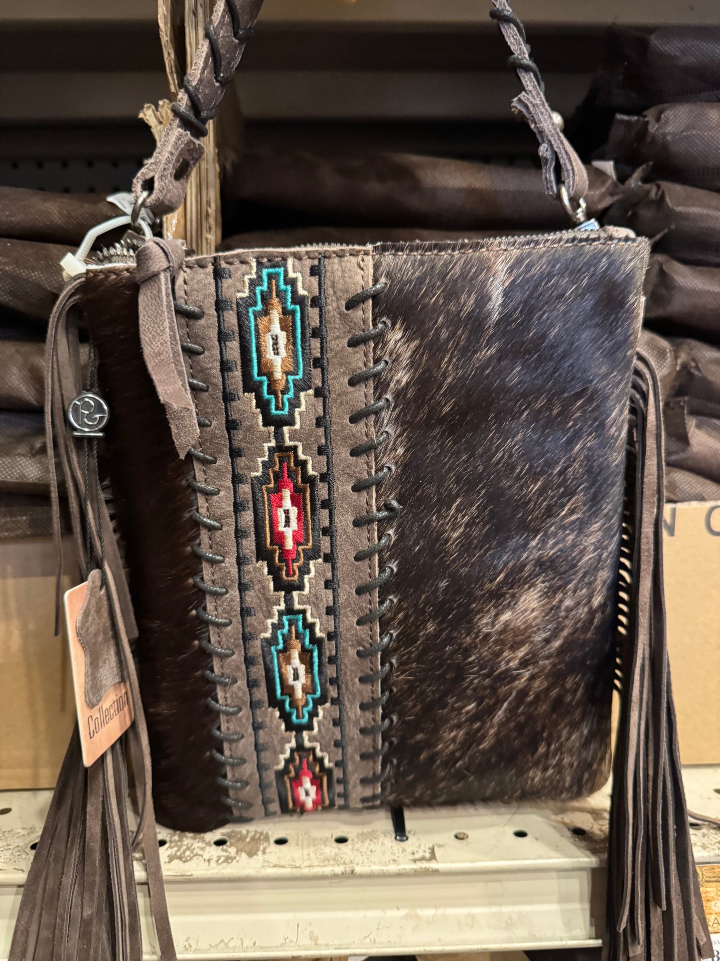 BA2150 Aztec Fringe Crossbody Purse