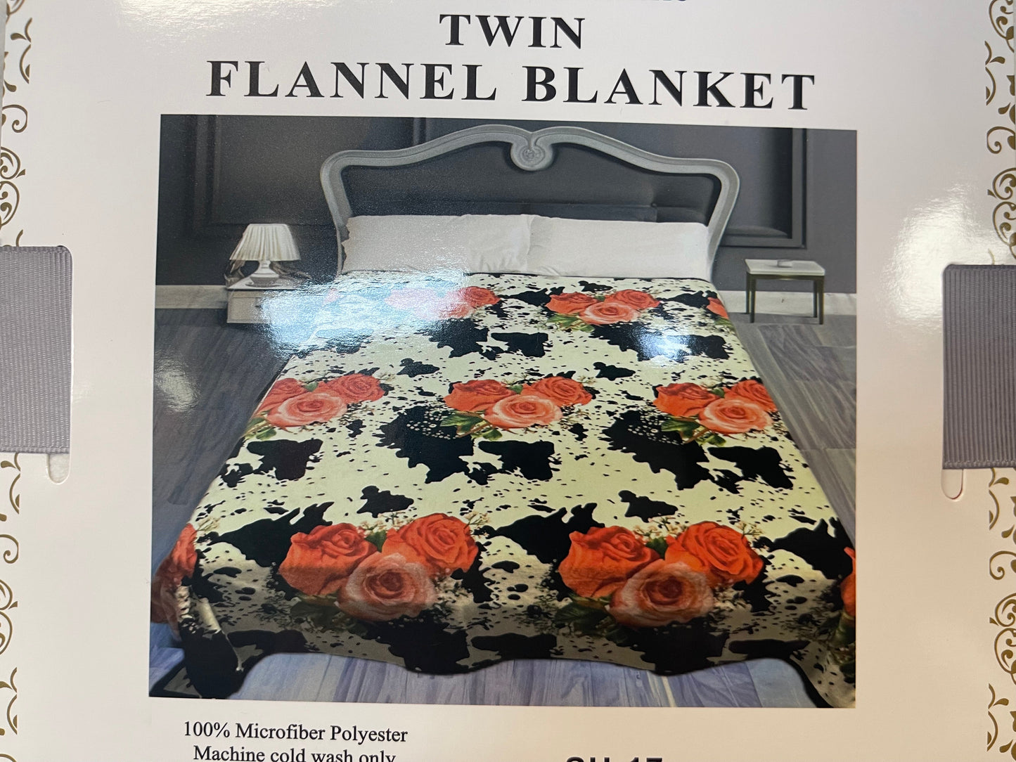 Cow Rose Twin Blanket