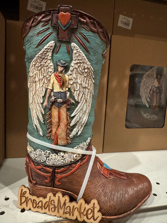 RA6183 Angel Cowgirl Boot Vase
