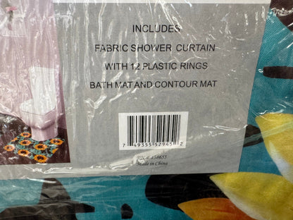 Turquoise Cow Print Sunflower 15 Piece Bathroom Set