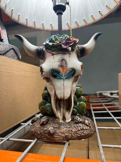 RA7160 Floral Cowskull Lamp