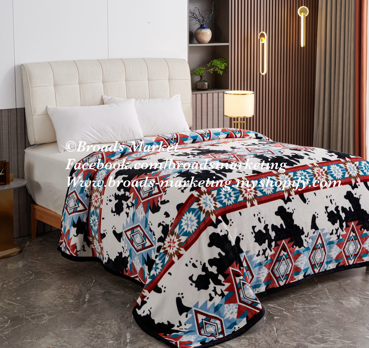 Jacob Super Plush Cow Aztec Blanket