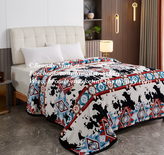 Jacob Super Plush Cow Aztec Blanket