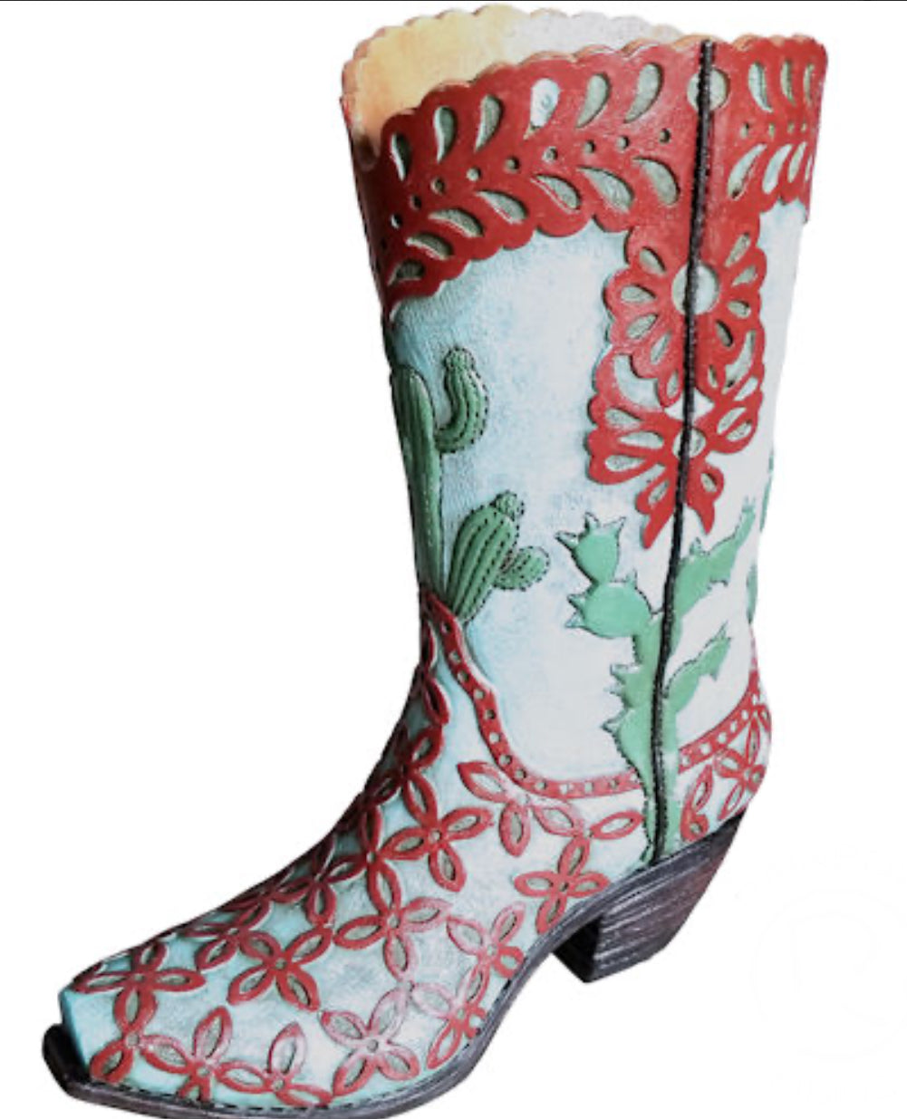 RA4145 Cactus Tooled Boot Vase