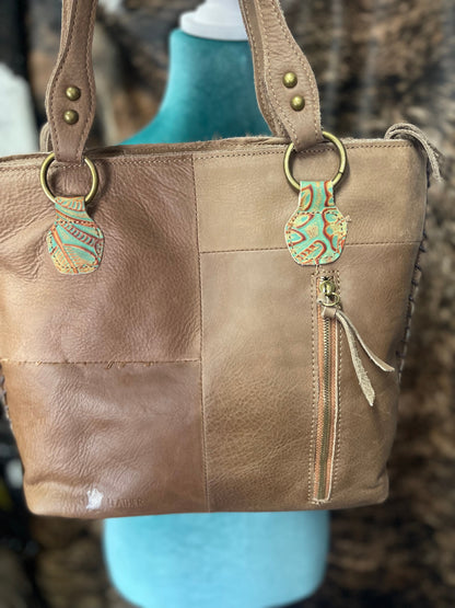 Tooled Floral Cowhide Shoudler Bag Purse