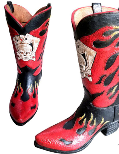 RA4146 Cards & Skull Flame Boot Vase