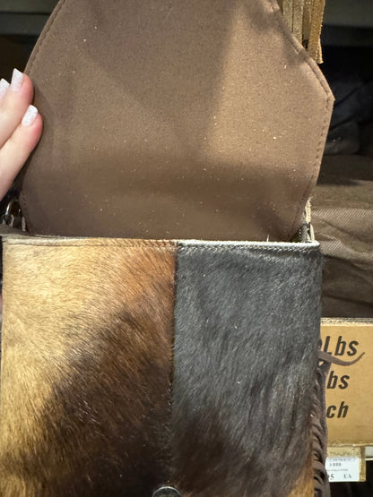 Cowhide Tooled Flap Crossbody Purse