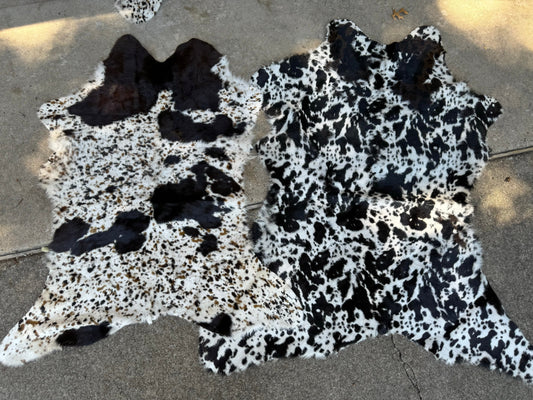 Printed Salt & Pepper Calf Cowhide Rugs